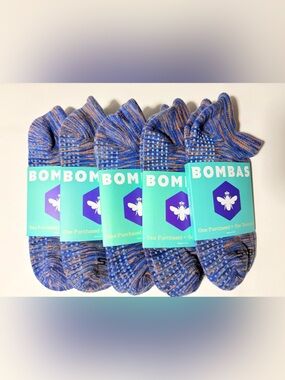 Bombas Women’s Yoga Pilates Grip Socks Size M Blue Orange 5-Pack